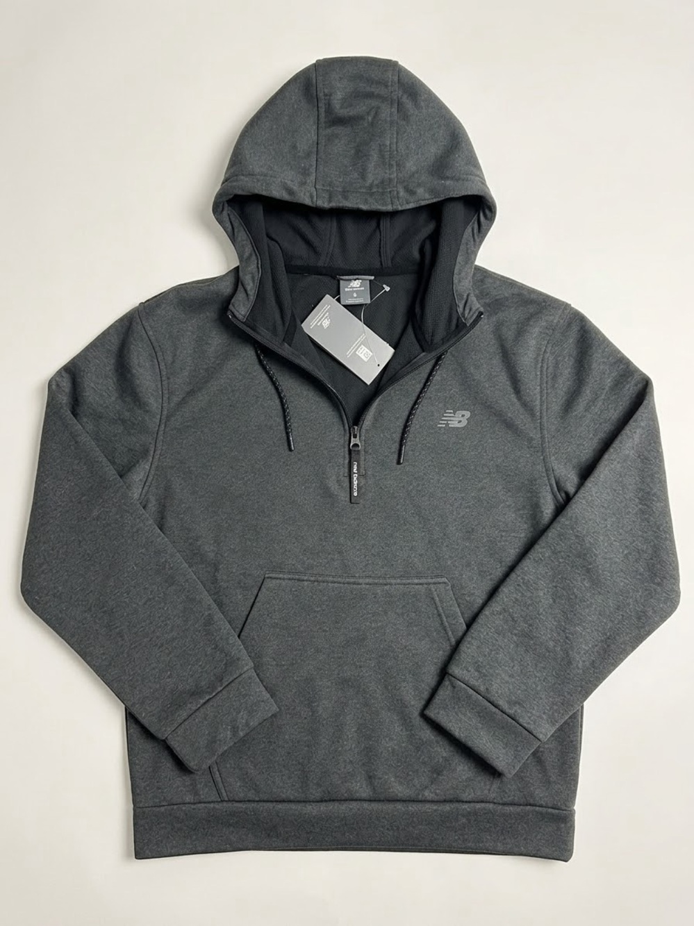 NWT | New Balance | Men's | Dark Gray | Quarter-Zip Hooded Lightweight Jacket